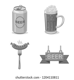 Vector illustration of pub and bar sign. Set of pub and interior vector icon for stock.