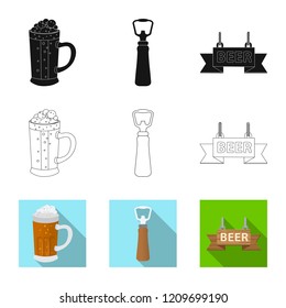 Vector illustration of pub and bar sign. Collection of pub and interior stock symbol for web.