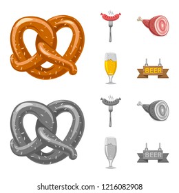 Vector illustration of pub and bar sign. Set of pub and interior stock vector illustration.