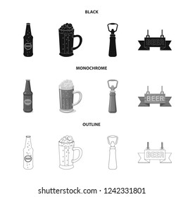 Vector illustration of pub and bar sign. Collection of pub and interior stock vector illustration.