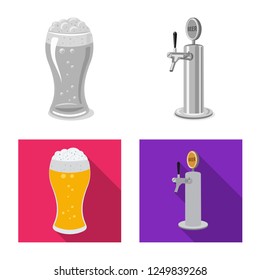 Vector illustration of pub and bar sign. Set of pub and interior vector icon for stock.