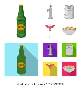 Vector illustration of pub and bar sign. Set of pub and interior vector icon.