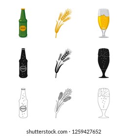 Vector illustration of pub and bar sign. Collection of pub and interior vector icon for stock.