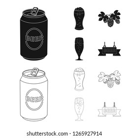Vector illustration of pub and bar sign. Set of pub and interior stock symbol for web.
