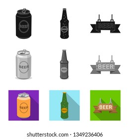 Vector illustration of pub and bar sign. Collection of pub and interior stock vector illustration.