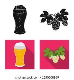 Vector illustration of pub and bar sign. Set of pub and interior stock symbol for web.