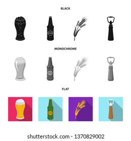 Vector illustration of pub and bar sign. Collection of pub and interior stock symbol for web.