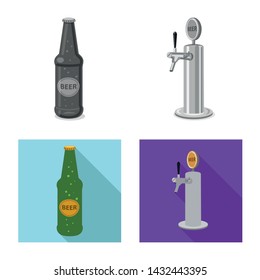 Vector illustration of pub and bar sign. Set of pub and interior stock vector illustration.