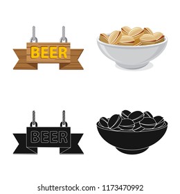 Vector illustration of pub and bar symbol. Set of pub and interior stock vector illustration.