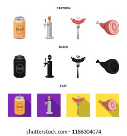 Vector illustration of pub and bar symbol. Set of pub and interior vector icon for stock.