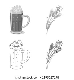 Vector illustration of pub and bar symbol. Collection of pub and interior stock symbol for web.