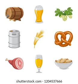 Vector illustration of pub and bar symbol. Set of pub and interior vector icon for stock.