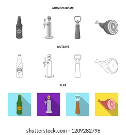 Vector illustration of pub and bar symbol. Collection of pub and interior stock vector illustration.