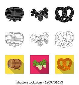 Vector illustration of pub and bar symbol. Set of pub and interior stock symbol for web.