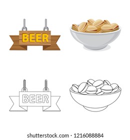 Vector illustration of pub and bar symbol. Collection of pub and interior stock symbol for web.