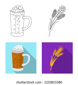 Vector illustration of pub and bar symbol. Set of pub and interior vector icon for stock.