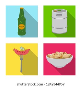Vector illustration of pub and bar symbol. Set of pub and interior vector icon for stock.