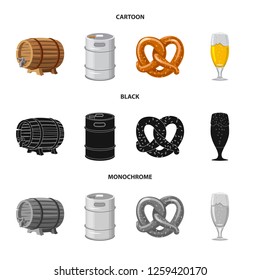 Vector illustration of pub and bar symbol. Set of pub and interior stock symbol for web.