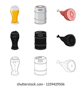 Vector illustration of pub and bar symbol. Collection of pub and interior vector icon for stock.