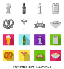Vector illustration of pub and bar symbol. Set of pub and interior stock symbol for web.