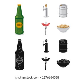 Vector illustration of pub and bar symbol. Set of pub and interior stock vector illustration.