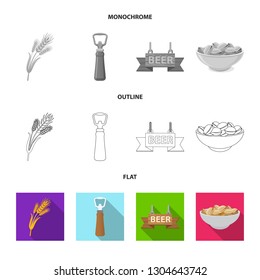 Vector illustration of pub and bar symbol. Set of pub and interior vector icon for stock.