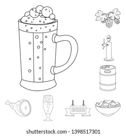 Vector illustration of pub and bar symbol. Set of pub and interior vector icon for stock.