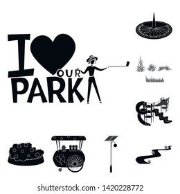 Vector illustration of public and relaxation logo. Set of public and park stock symbol for web.