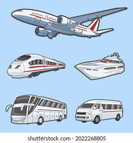 vector illustration of public transport vehicles