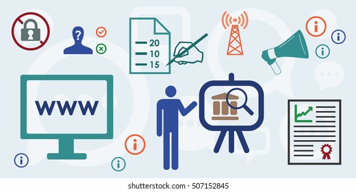 vector illustration of publicity and transparency horizontal banner for open information movement in society