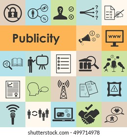 vector illustration of publicity and transparency icons set for open information movement in society against systemic corruption