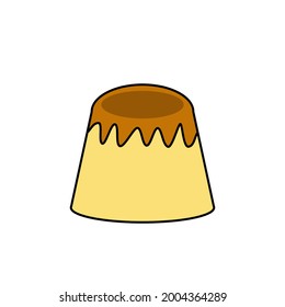 Vector illustration of pudding with caramel sauce.