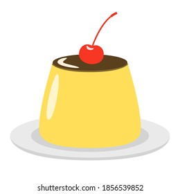 Ilustración vectorial del pudín sobre un plato