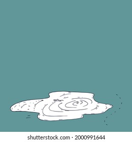 Vector illustration of puddle water autumn spring summer fun doodle isolated.