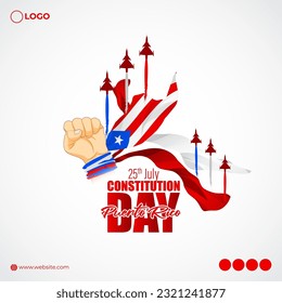 Vector illustration of Puerto Rico Constitution Day 25 July social media story feed mockup template
