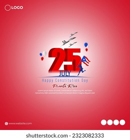 Vector illustration of Puerto Rico Constitution Day 25 July social media story feed mockup template
