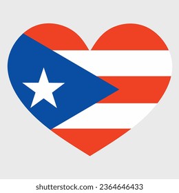 Vector illustration of the Puerto Rico flag with a heart shaped isolated on plain background. I love Puerto Rico. Happy Independence Day