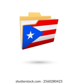 Vector illustration of Puerto Rico flag isolated in file folder on white background.