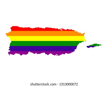 vector illustration of Puerto Rico map with LGBT flag