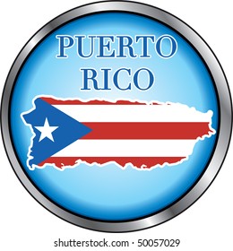 Vector Illustration for Puerto Rico, Round Button.