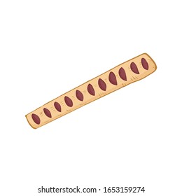 Vektorillustration-Illustration mit Pfefferkuchen mit Marmeladenfüllung. Handgezeichnetes Element auf flachem Hintergrund einzeln auf weißem Hintergrund. Für eine Bäckerei oder ein Café