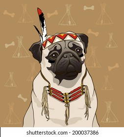 Vector illustration of a pug dog.