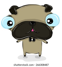vector illustration of pug-boy cartoon drawing style