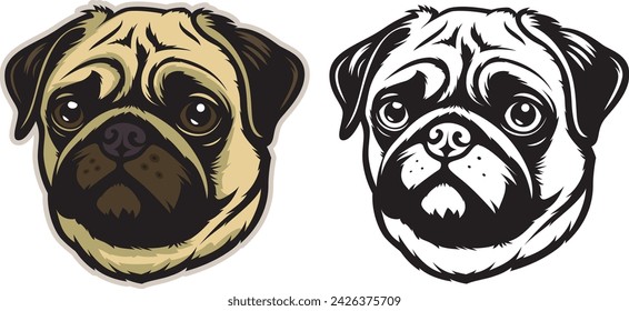 a vector illustration of a pug's head