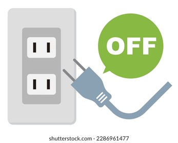 Vector illustration of pulling out the plug from the outlet