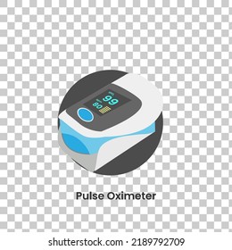 Vector illustration of pulse oximeter,  colourfull flat design, transparent background. set of medical icon.