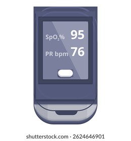 Vector illustration of a pulse oximeter showing oxygen saturation and pulse rate