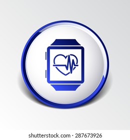 Vector illustration pulsometer heart rate monitor watch icon.