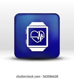 Vector illustration pulsometer heart rate monitor watch icon.