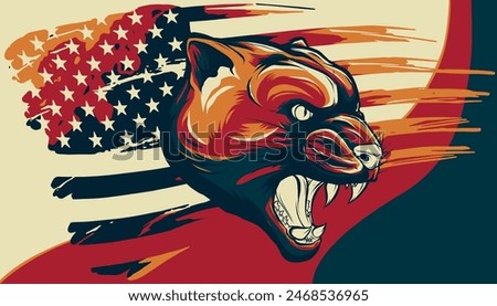 vector illustration of puma with american flag
